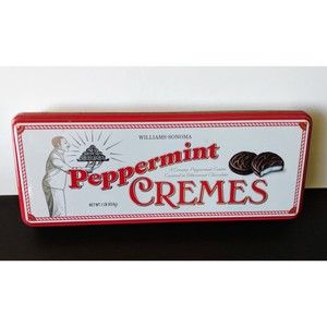 Williams Sonoma Peppermint Creames Red & White Tin Christmas Holiday Decor